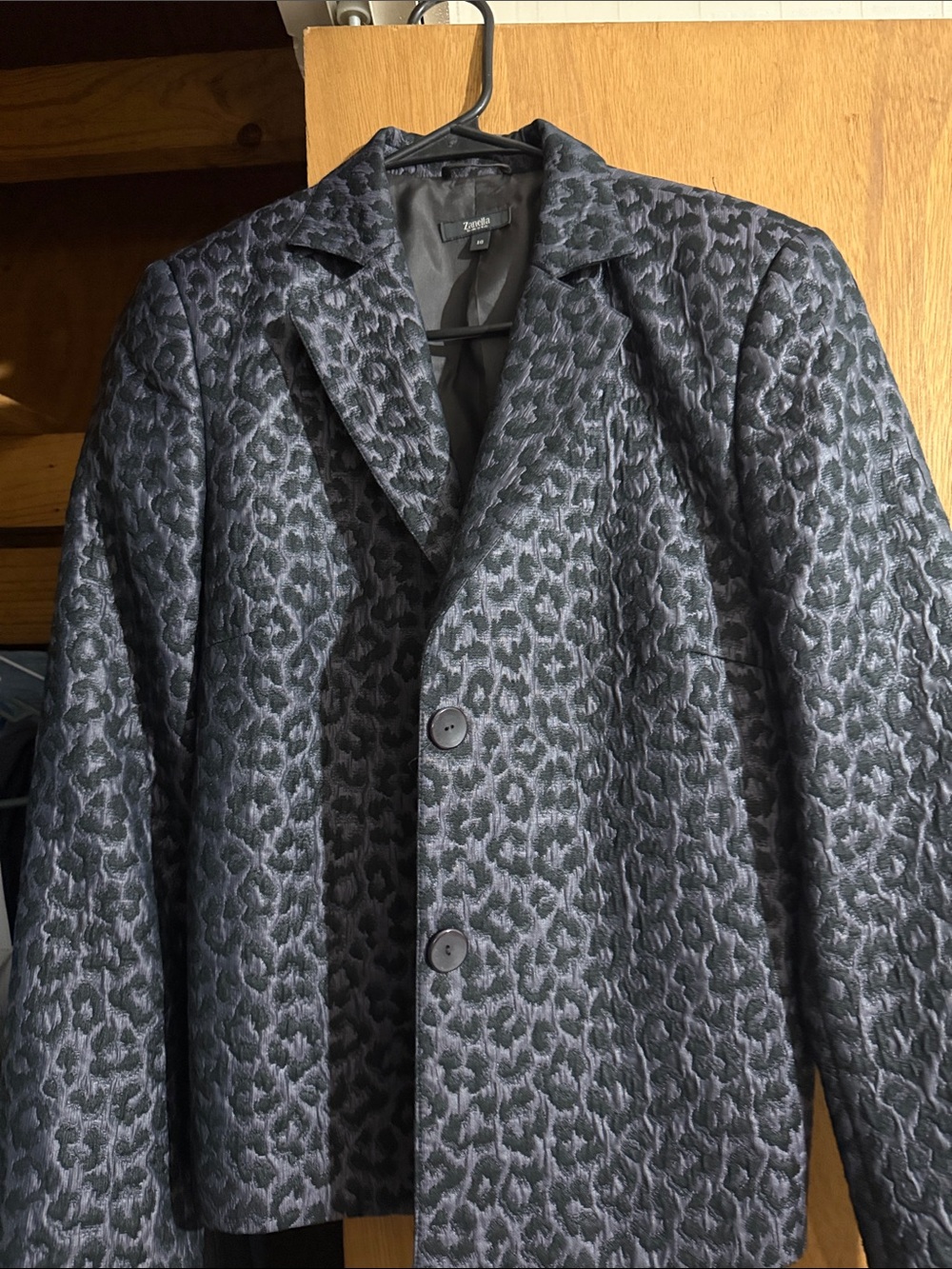 Zanella Charcoal Leopard-Print Pea Coat
